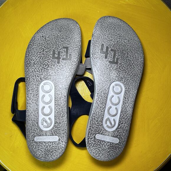 Ecco Flowt 2 Black & Gray Leather Strappy Slip On Comfort Sandals Women’s 10 41 - Picture 12 of 12